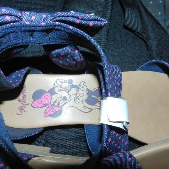 Disney Minnie Mouse Bow Fabric Blue /Pink Polka Dot Print Sandals🆕📦🏃🏻💨⚡🚚 - Picture 12 of 16